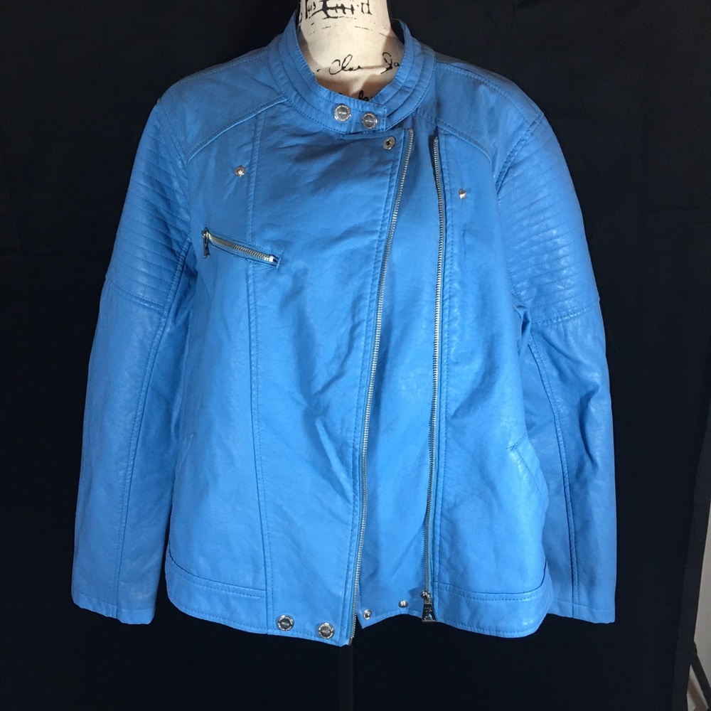Fox leather zip up jacket